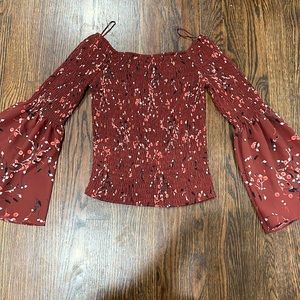 Express Maroon top with bell sleeves